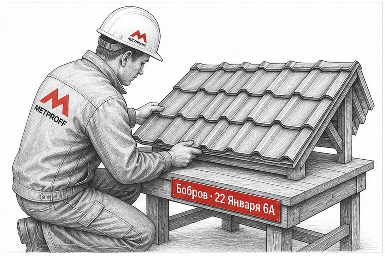 Металлочерепица в Боброве: офис 22 Января 6А, машина Hyundai 6 м, Метпрофф