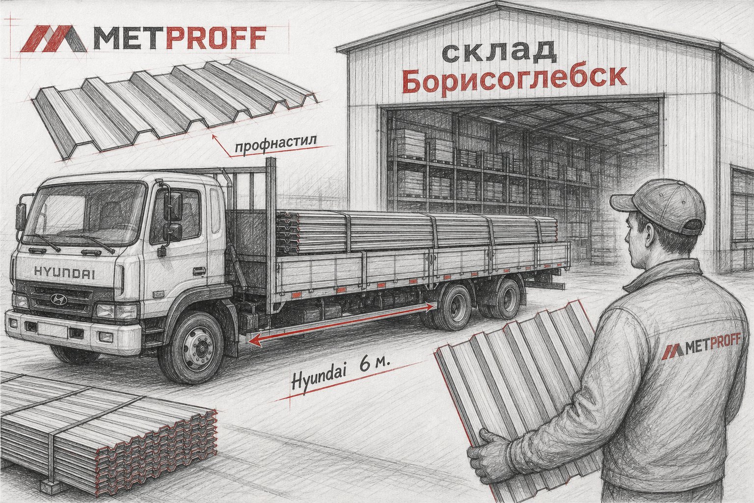 Купить профнастил в Анне: лист, офис Энгельса 40Б и склад Метпрофф