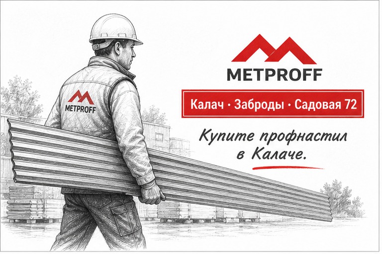 Купить профнастил в Калаче: лист, офис Садовая 72 в Забродах и склад Метпрофф