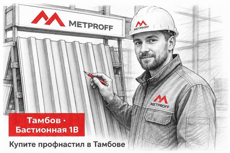 Купить профнастил в Тамбове: лист, филиал Бастионная 1В и склад Метпрофф