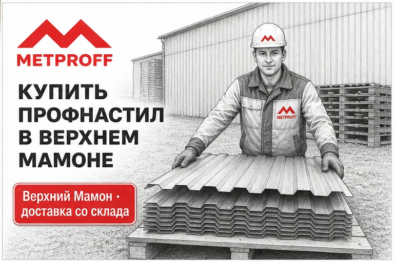 Купить профнастил в Верхнем Мамоне: пачка трапеции на поддоне, доставка со склада