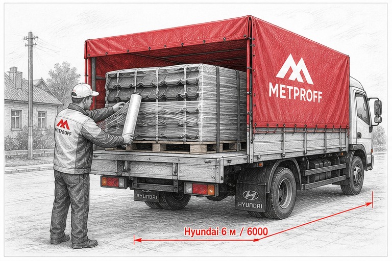 Доставка металлочерепицы в Новоаннинский своей Hyundai 6 метров
