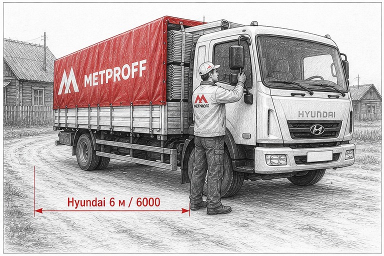 Доставка металлочерепицы в Урюпинск своей Hyundai 6 метров