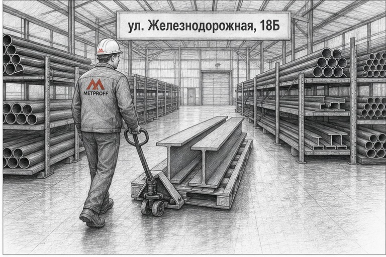 Стеллажи металлопроката на складе Метпрофф в Борисоглебске