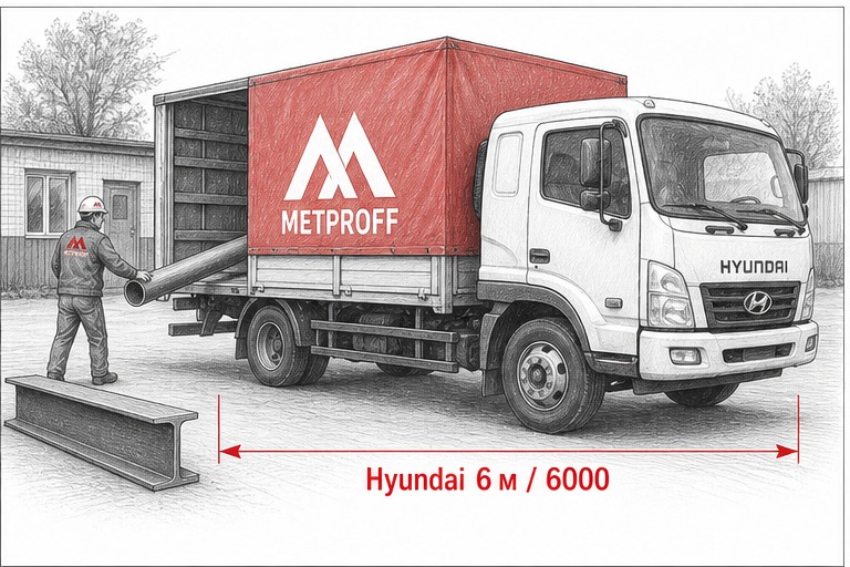 Доставка металла в Елань своей Hyundai 6 метров