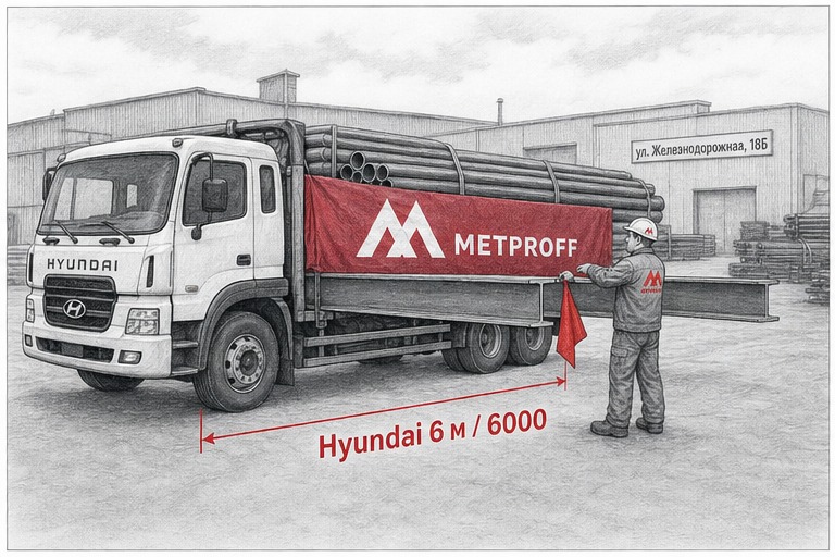 Доставка металла в Моршанск своей Hyundai 6 метров со склада 18Б