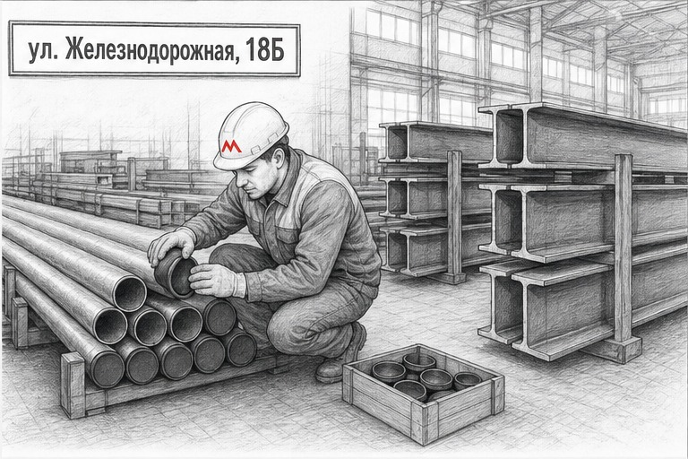 Стеллажи металлопроката на складе Метпрофф в Борисоглебске