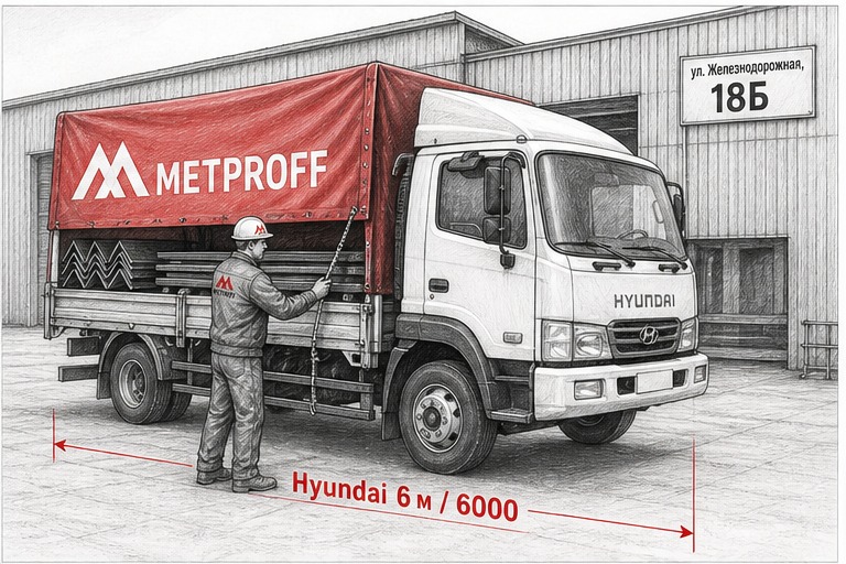 Доставка металлопроката во Фролово своей Hyundai 6 метров со склада 18Б