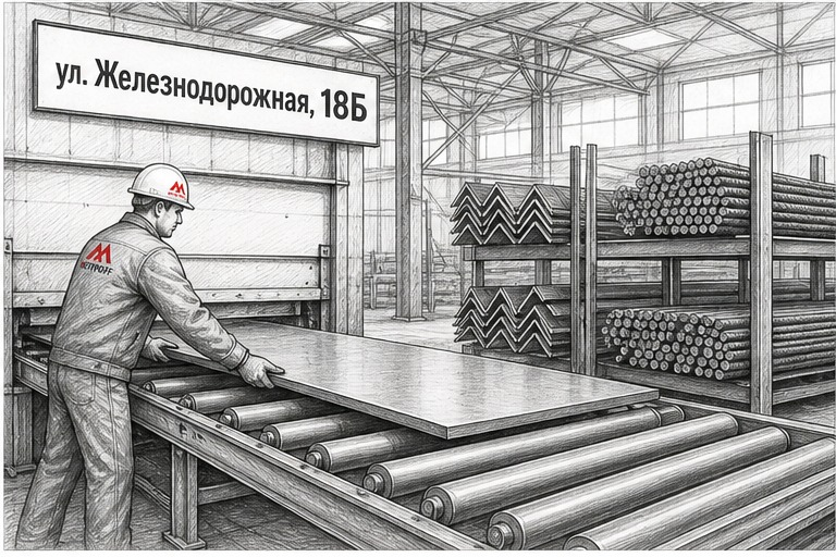 Стеллажи металлопроката на складе Метпрофф в Борисоглебске