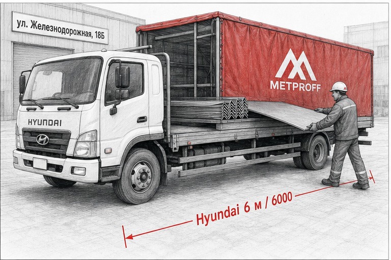 Доставка металлопроката в Лиски своей Hyundai 6 метров
