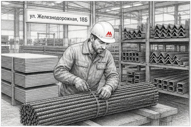Стеллажи металлопроката на складе Метпрофф в Борисоглебске