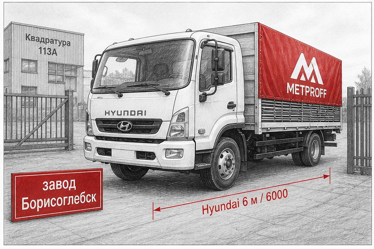 Доставка профнастила по Борисоглебску своей Hyundai 6 метров со склада 18Б