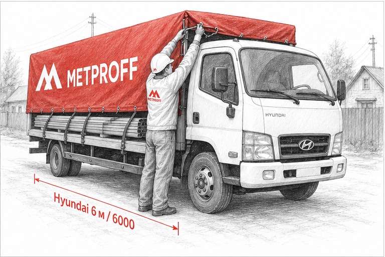 Доставка профнастила в Елань своей Hyundai 6 метров