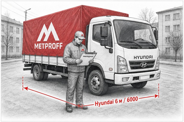 Доставка профнастила в Калининск своей Hyundai 6 метров