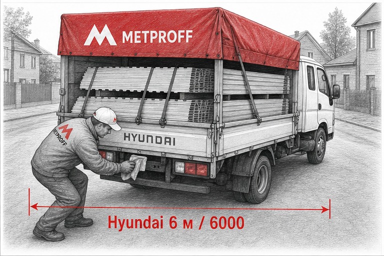 Доставка профнастила в Кирсанов своей Hyundai 6 метров