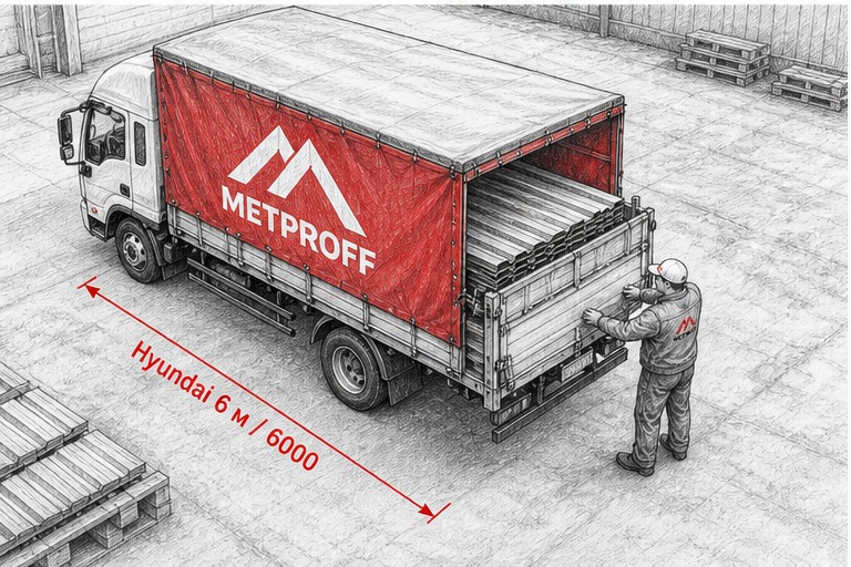 Доставка профнастила в Лиски своей Hyundai 6 метров