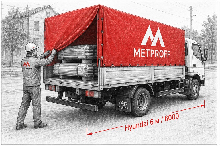 Доставка профнастила в Мичуринск своей Hyundai 6 метров