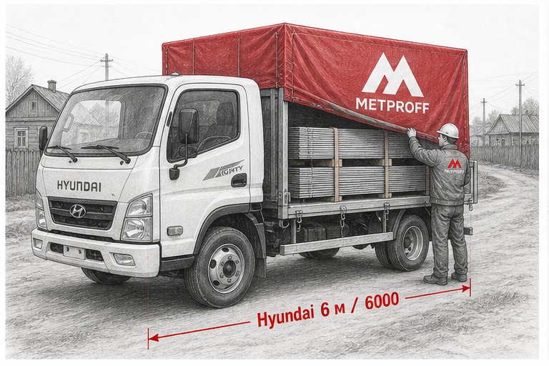 Доставка профнастила в Моршанск своей Hyundai 6 метров