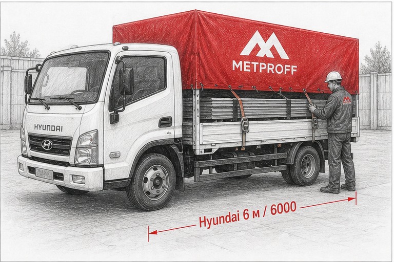 Доставка профнастила в Новохопёрск своей Hyundai 6 метров