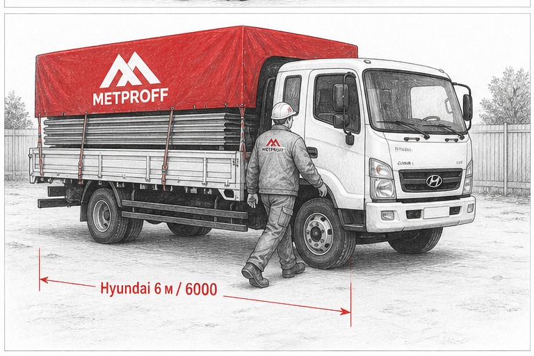 Доставка профнастила в Панино своей Hyundai 6 метров