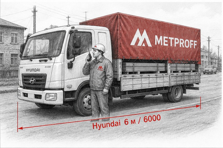 Доставка профнастила в Ртищево своей Hyundai 6 метров