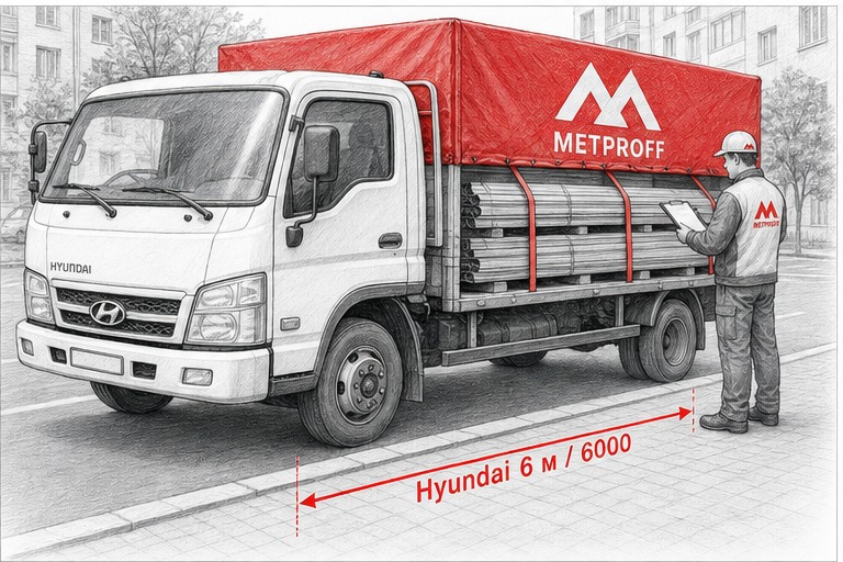 Доставка профнастила в Волгоград своей Hyundai 6 метров