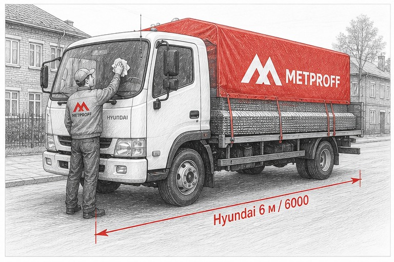 Доставка профнастила в Жердевку своей Hyundai 6 метров