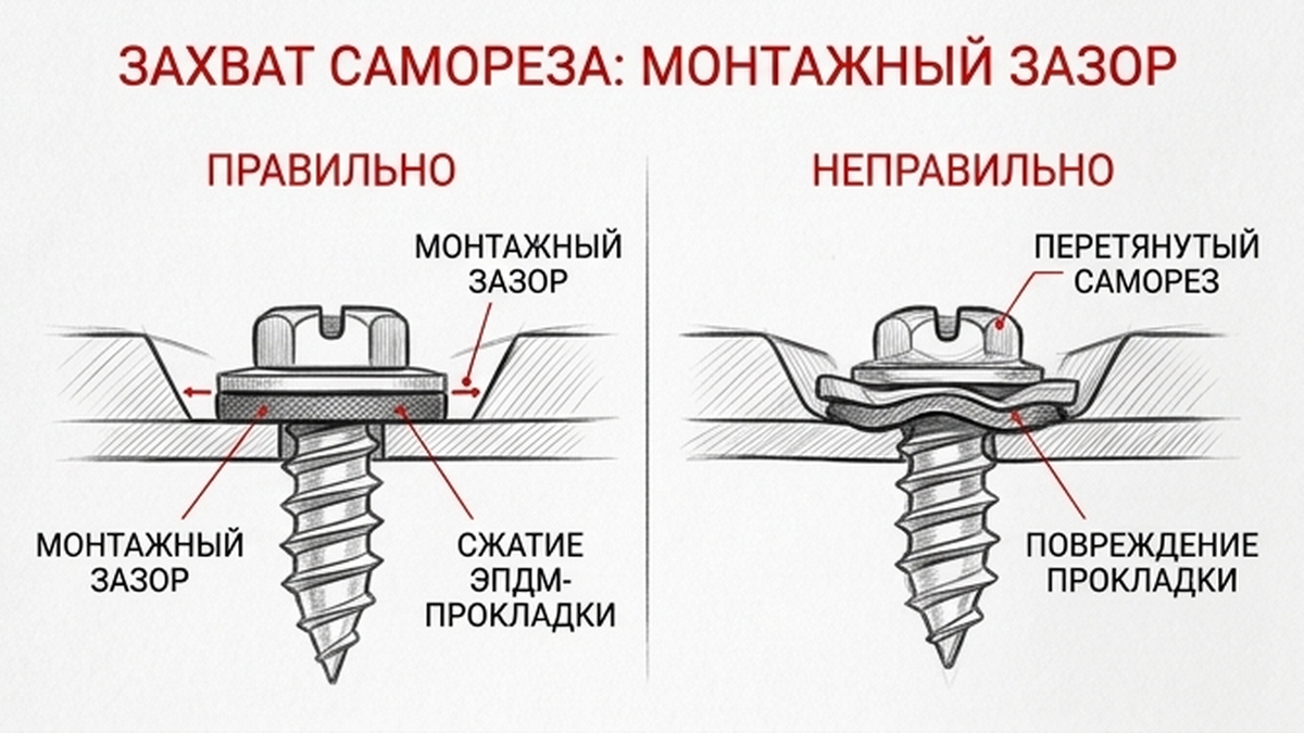 Саморез и монтажный зазор