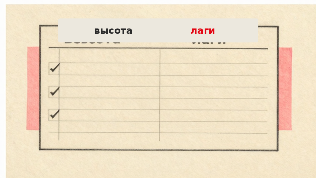 Чек-лист: высота полотна и лаги