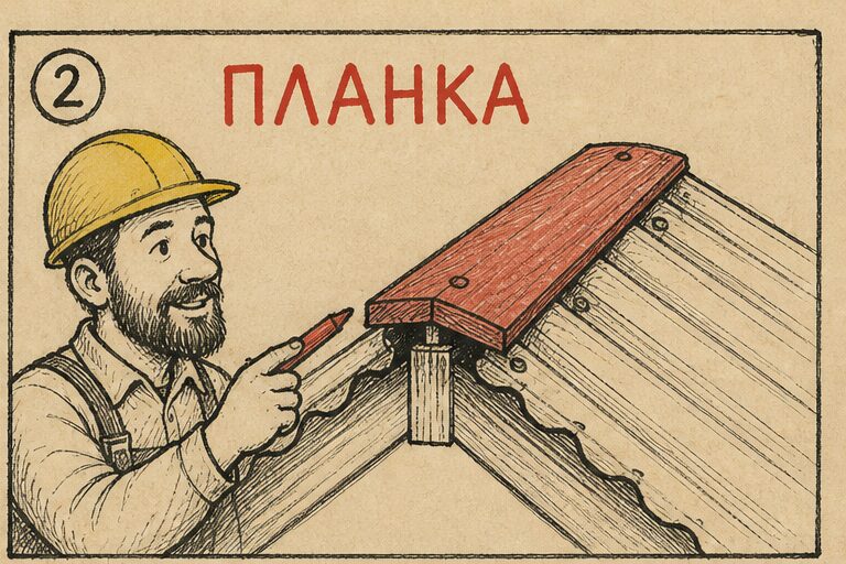 Коньковая планка закрывает стык скатов