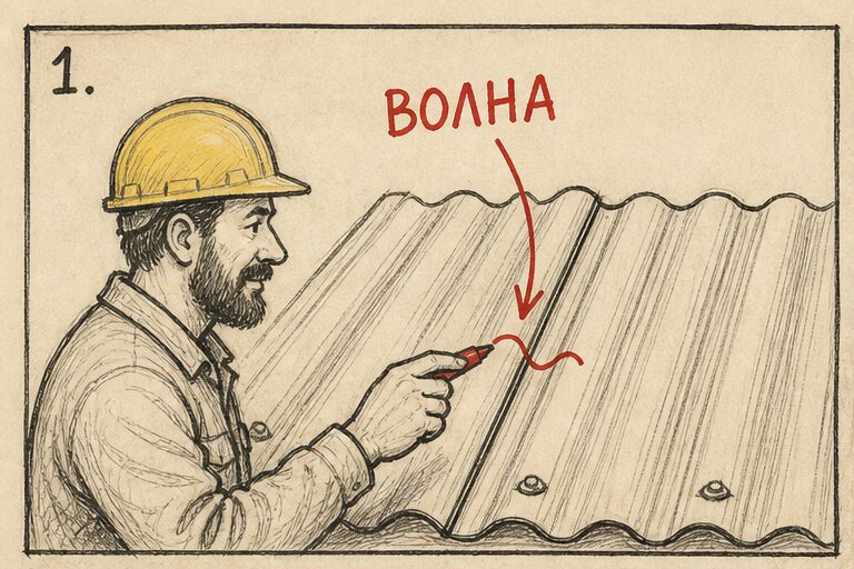 Нахлёст профнастила по одной волне