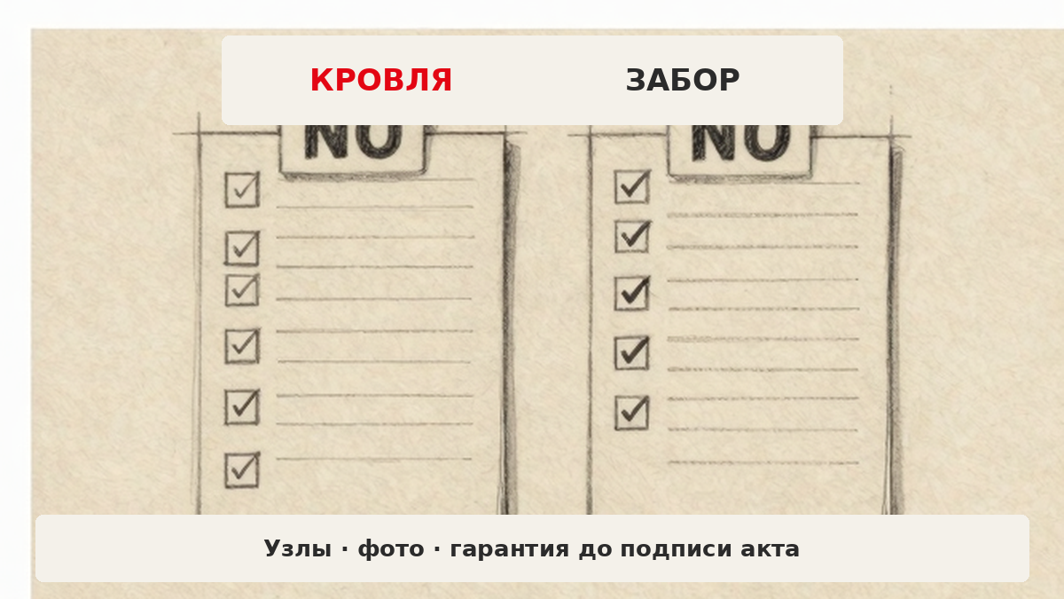 Чек-лист приёмки: кровля и забор до подписи акта
