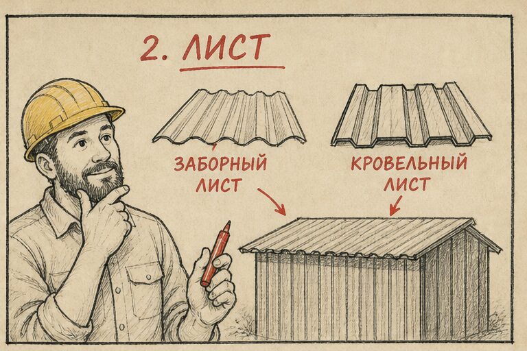 Заборный и кровельный лист на хозблоке