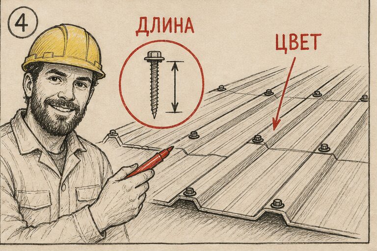 Иллюстрация: саморезы для профнастила на крышу