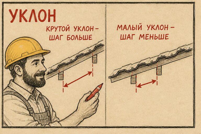 Иллюстрация: шаг обрешётки под профнастил