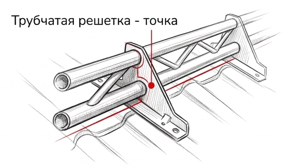 Типы снегозадержателей: трубчатый, решётчатый, точечный
