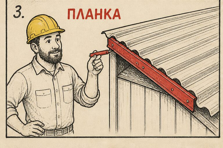Ветровая планка закрывает торец волны