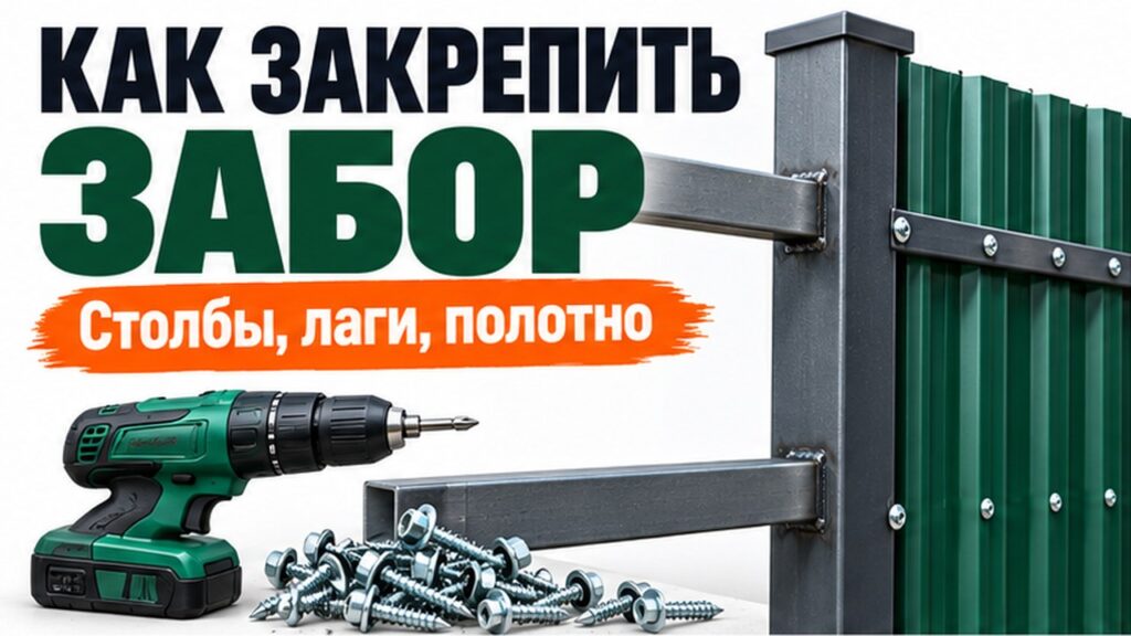 Как закрепить забор: столб, лаги и лист профнастила на саморезах