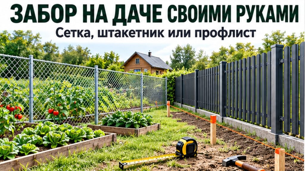 Забор на даче своими руками: сетка-рабица и евроштакетник у грядок, разметка шнуром