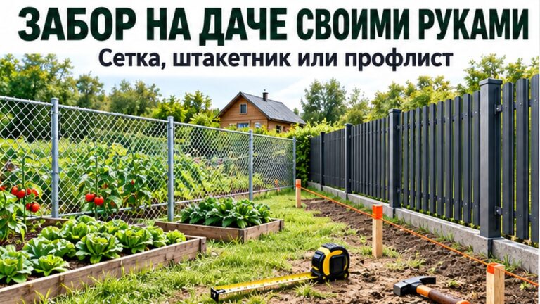 Забор на даче своими руками: сетка-рабица и евроштакетник у грядок, разметка шнуром